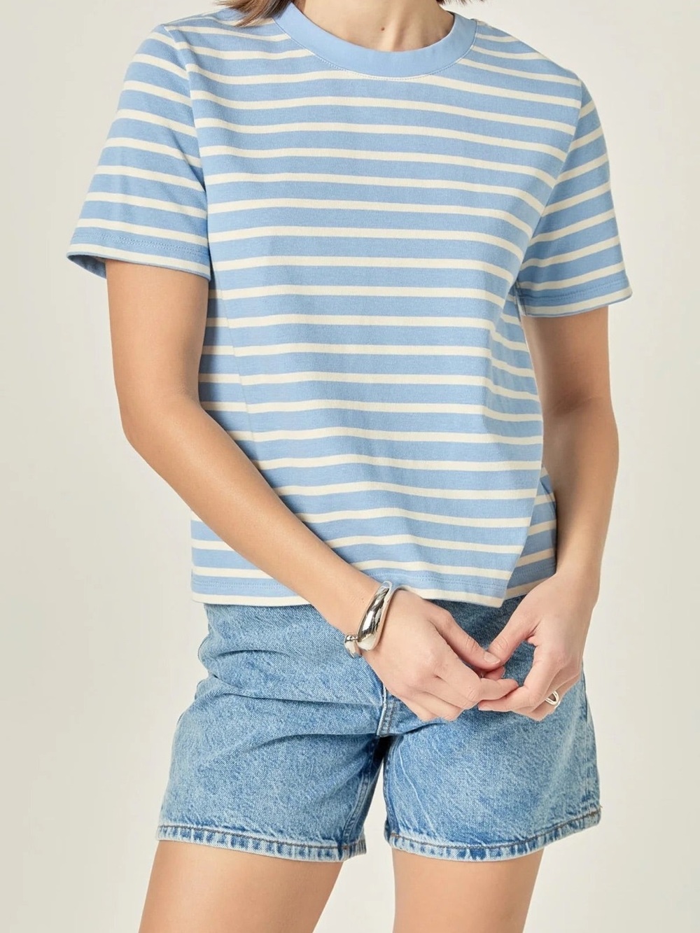 NWT (M) English Factory Blue Stripe T-Shirt